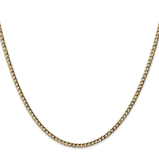 10k Yellow Gold 2.5mm Semi-Solid Curb Link Chain Necklace