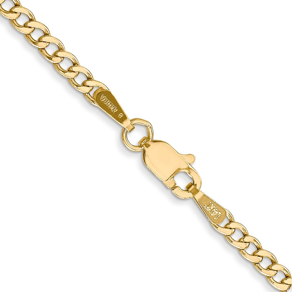 10k Yellow Gold 2.5mm Semi-Solid Curb Link Chain Necklace