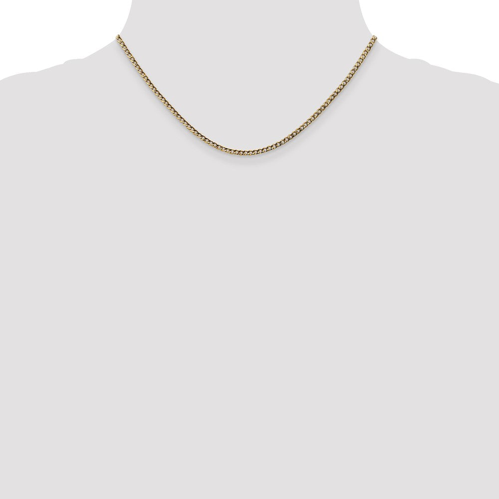 10k Yellow Gold 2.5mm Semi-Solid Curb Link Chain Necklace