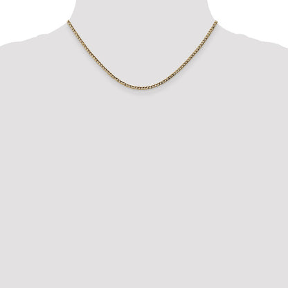 10k Yellow Gold 2.5mm Semi-Solid Curb Link Chain Necklace