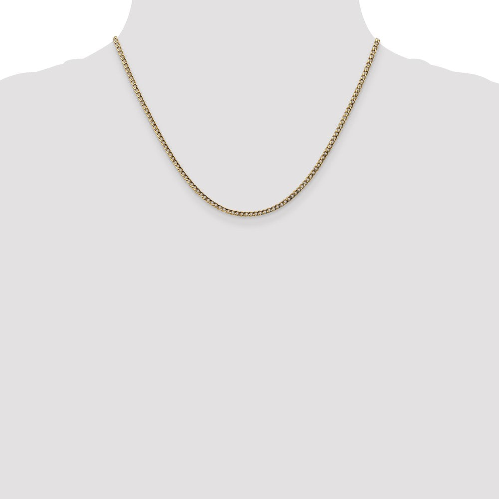 10k Yellow Gold 2.5mm Semi-Solid Curb Link Chain Necklace