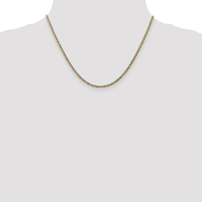 10k Yellow Gold 2.5mm Semi-Solid Curb Link Chain Necklace