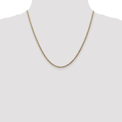 10k Yellow Gold 2.5mm Semi-Solid Curb Link Chain Necklace