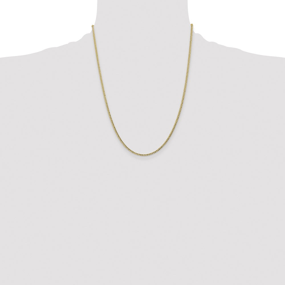 10k Yellow Gold 2.5mm Semi-Solid Curb Link Chain Necklace