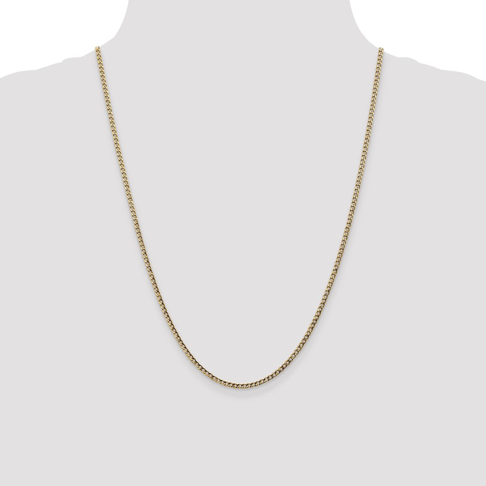 10k Yellow Gold 2.5mm Semi-Solid Curb Link Chain Necklace
