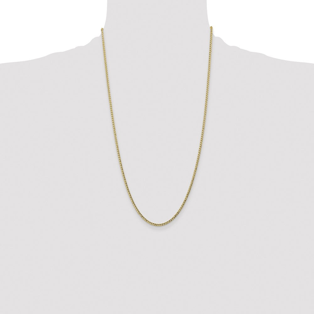 10k Yellow Gold 2.5mm Semi-Solid Curb Link Chain Necklace