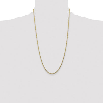 10k Yellow Gold 2.5mm Semi-Solid Curb Link Chain Necklace