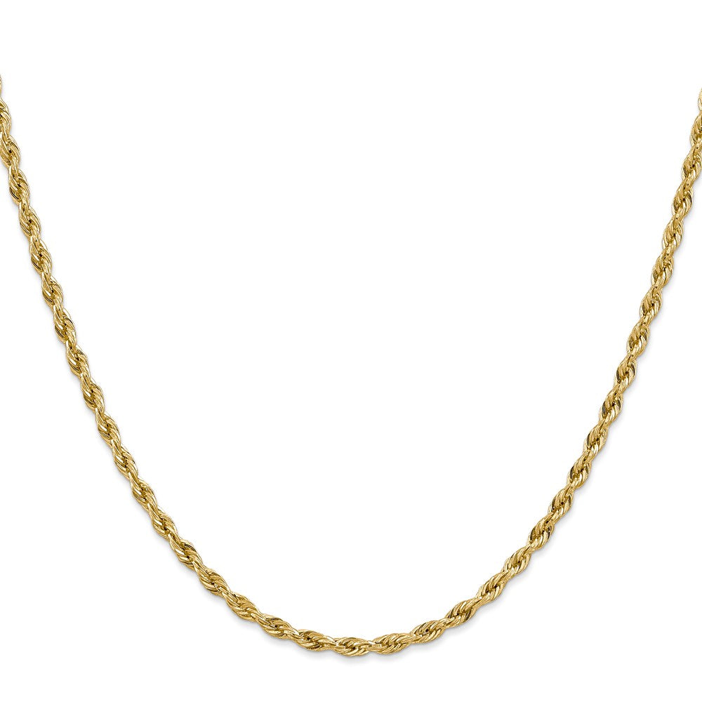 10k Yellow Gold 3mm Semi-Solid Rope Chain Necklace