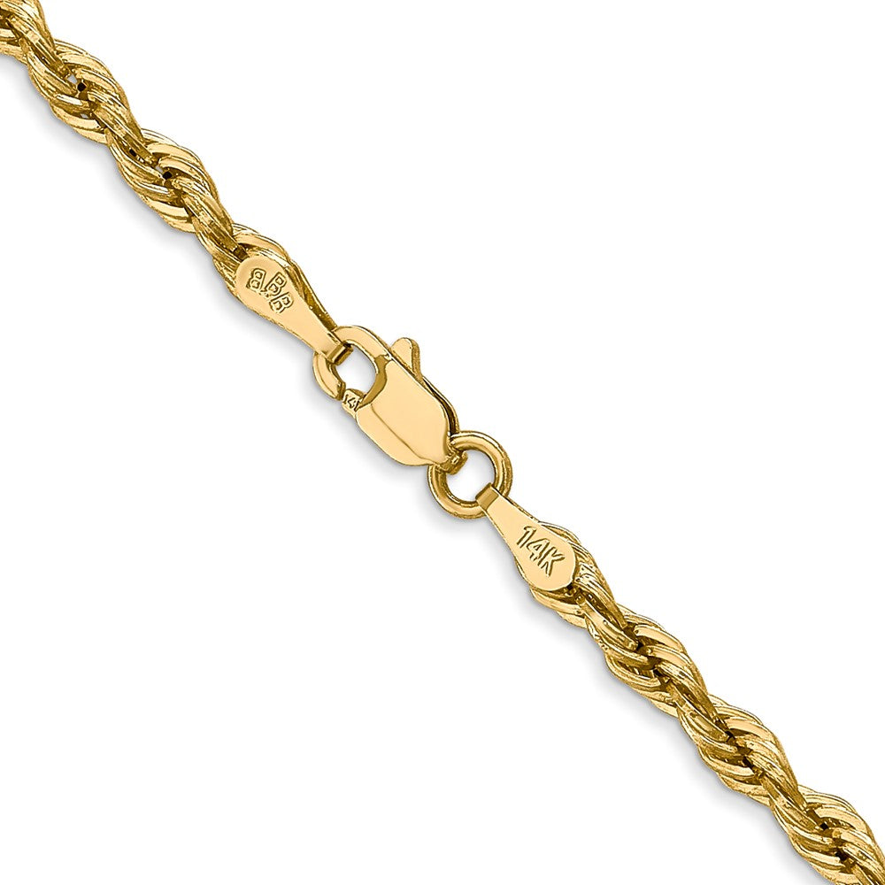 10k Yellow Gold 3mm Semi-Solid Rope Chain Necklace