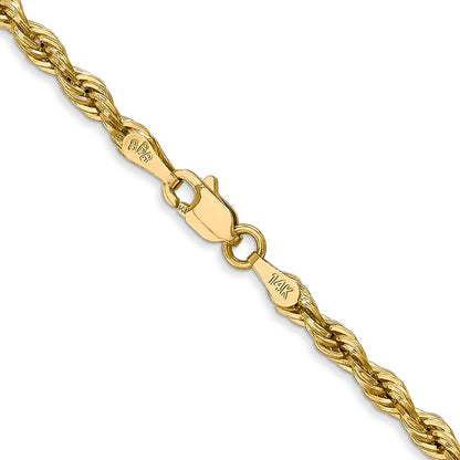 10k Yellow Gold 3mm Semi-Solid Rope Chain Necklace