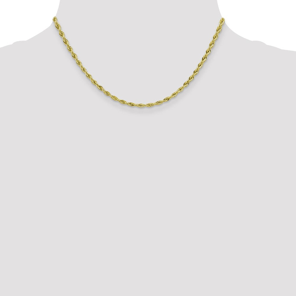 10k Yellow Gold 3mm Semi-Solid Rope Chain Necklace