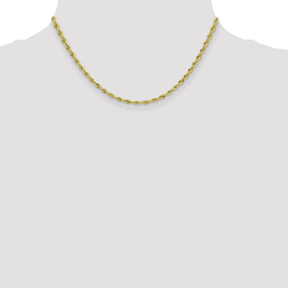 10k Yellow Gold 3mm Semi-Solid Rope Chain Necklace