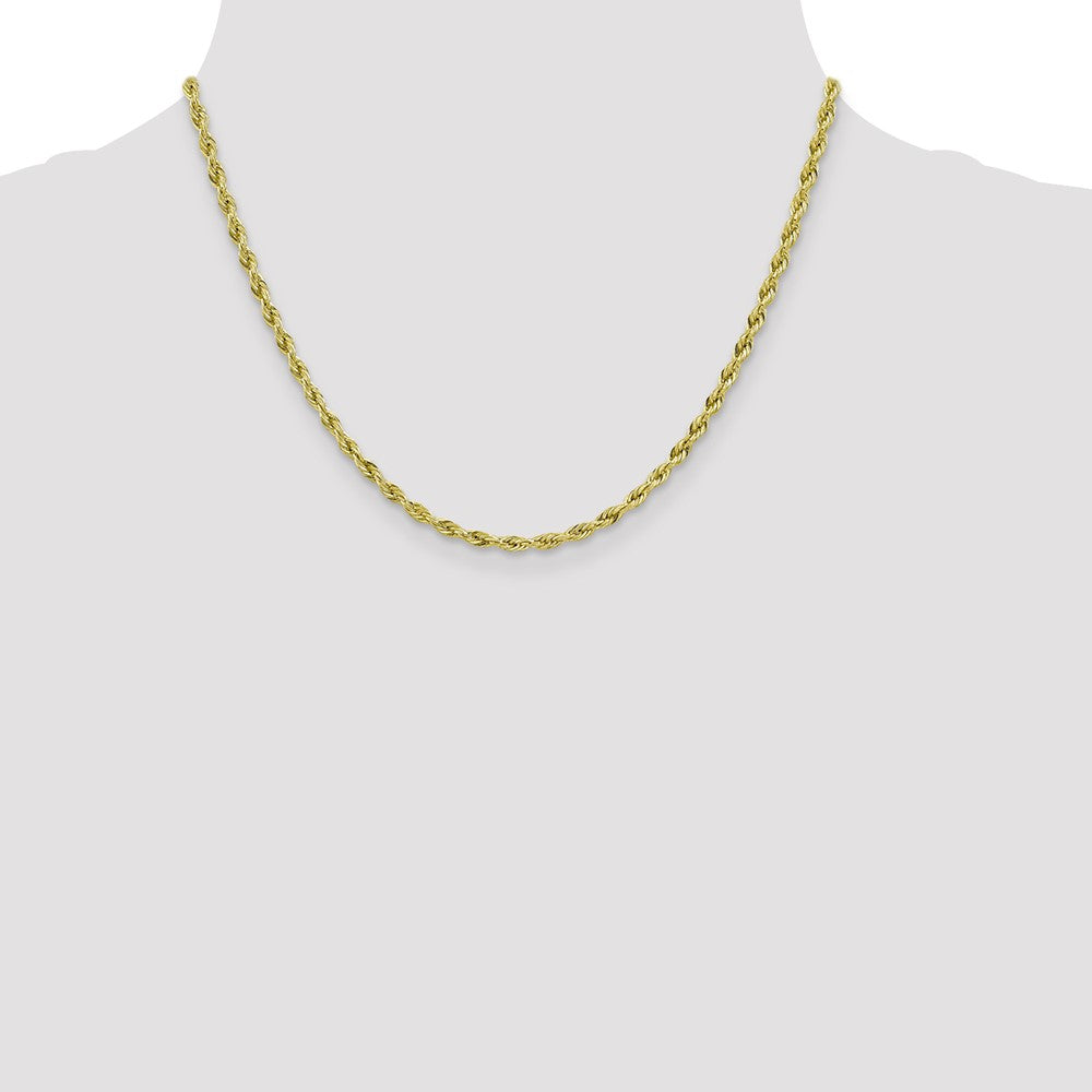 10k Yellow Gold 3mm Semi-Solid Rope Chain Necklace