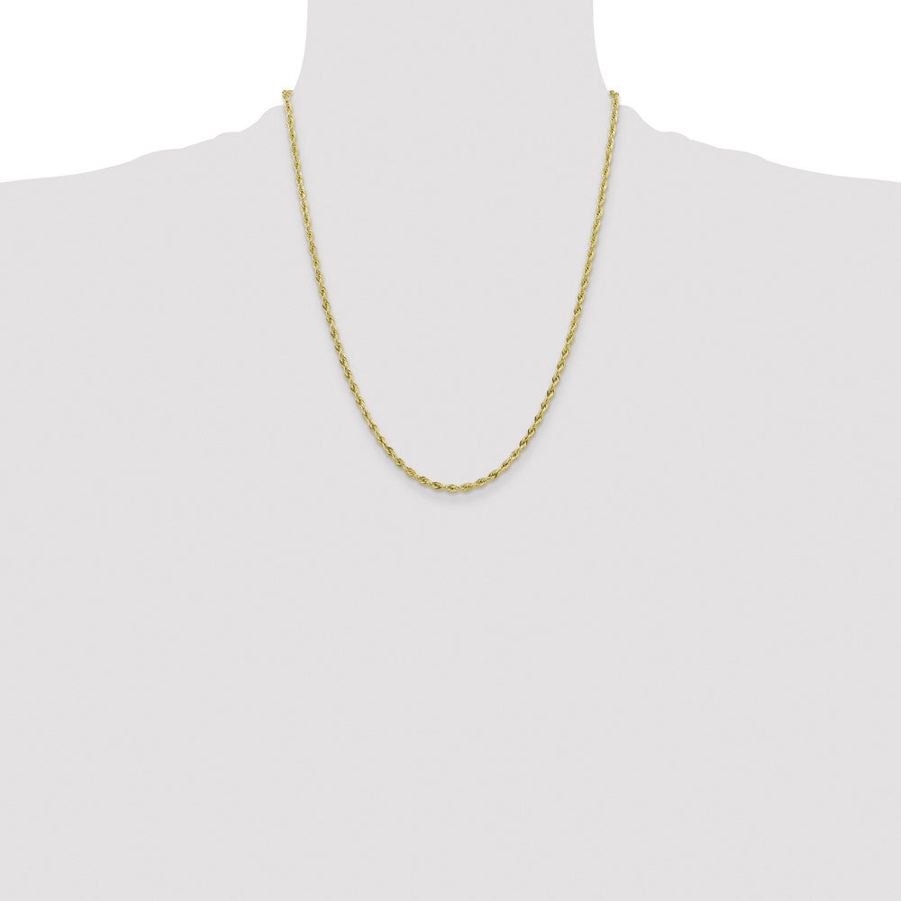 10k Yellow Gold 3mm Semi-Solid Rope Chain Necklace