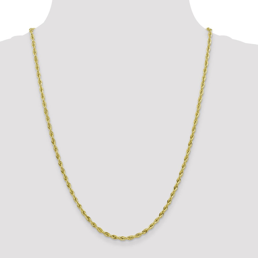 10k Yellow Gold 3mm Semi-Solid Rope Chain Necklace