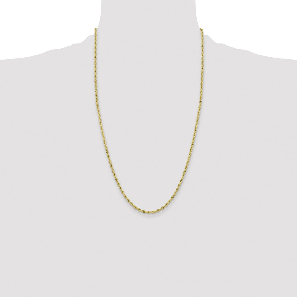 10k Yellow Gold 3mm Semi-Solid Rope Chain Necklace