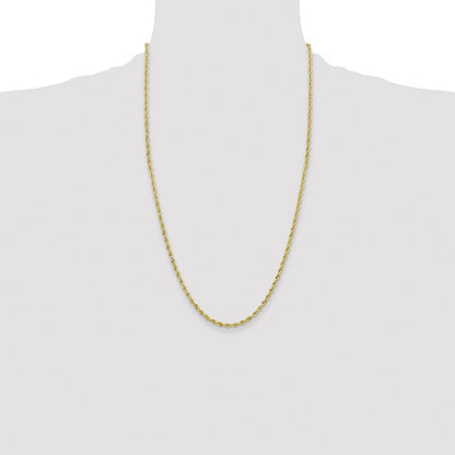 10k Yellow Gold 3mm Semi-Solid Rope Chain Necklace