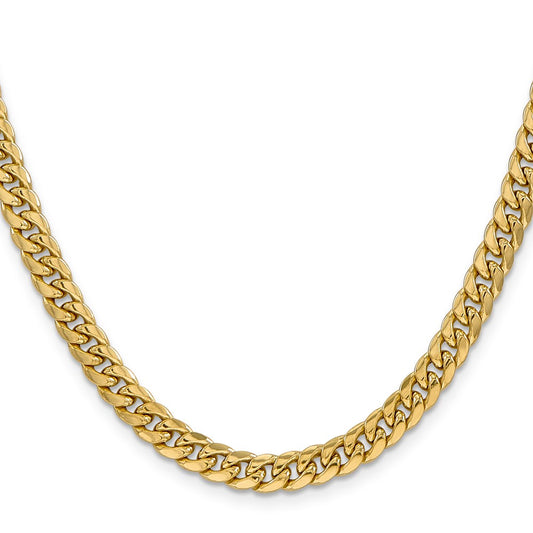 10k Yellow Gold 6mm Semi-Solid Miami Cuban Chain Necklace