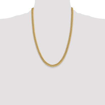 10k Yellow Gold 6mm Semi-Solid Miami Cuban Chain Necklace