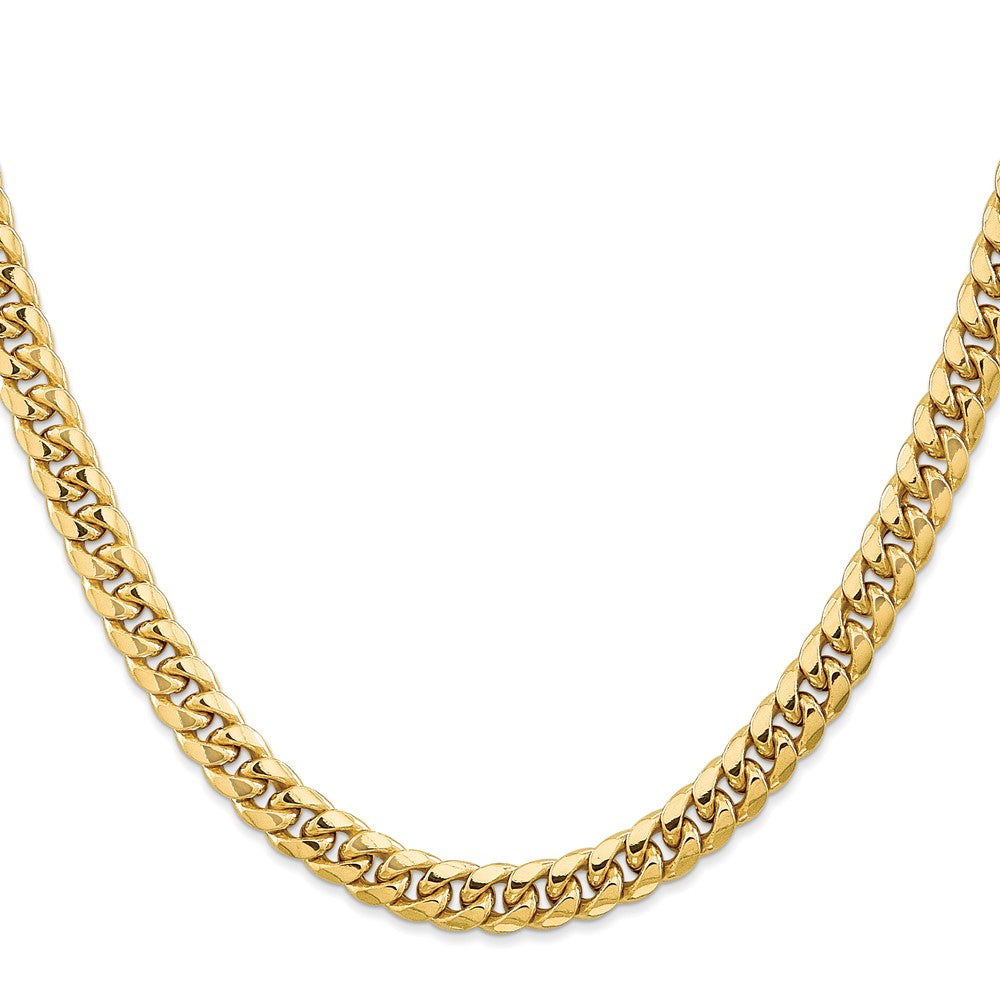 10k Yellow Gold 6.75mm Semi-Solid Miami Cuban Chain Necklace