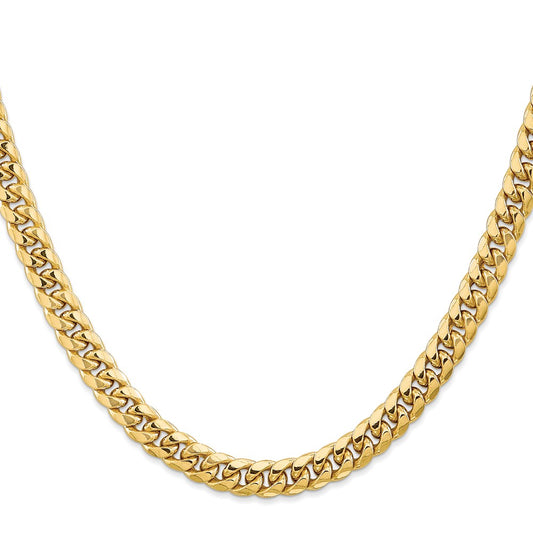 10k Yellow Gold 6.75mm Semi-Solid Miami Cuban Chain Necklace