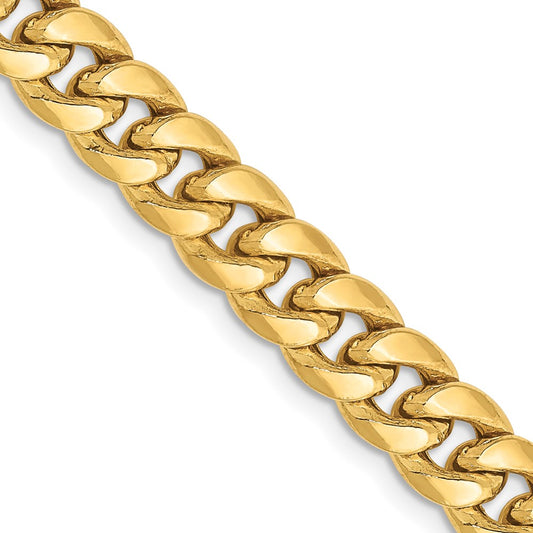 10k Yellow Gold 6.75mm Semi-Solid Miami Cuban Chain Necklace