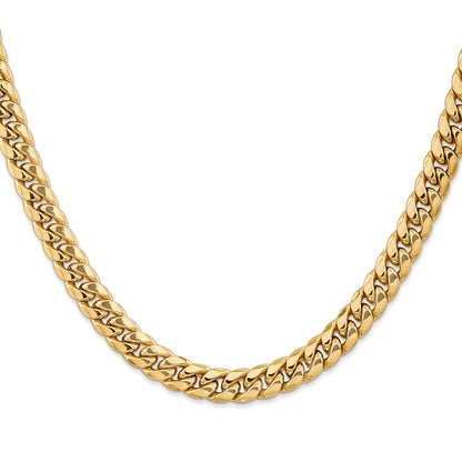 10k Yellow Gold 7.3mm Semi-Solid Miami Cuban Chain Necklace