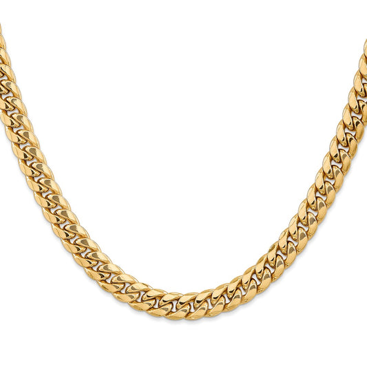 10k Yellow Gold 7.3mm Semi-Solid Miami Cuban Chain Necklace