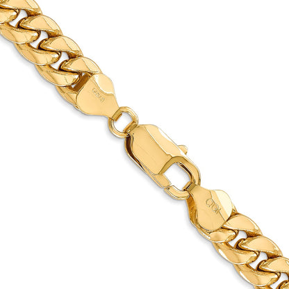 10k Yellow Gold 7.3mm Semi-Solid Miami Cuban Chain Necklace