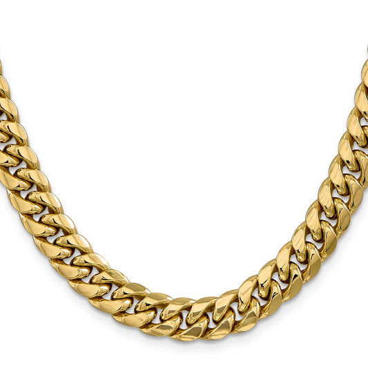 10k Yellow Gold 9.3mm Semi-Solid Miami Cuban Chain Necklace