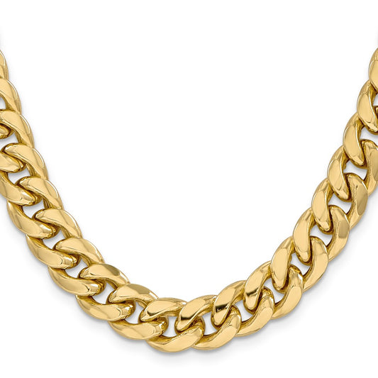 10k Yellow Gold 11mm Semi-Solid Miami Cuban Chain Necklace