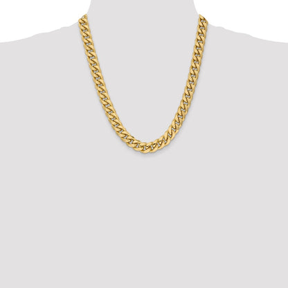 10k Yellow Gold 11mm Semi-Solid Miami Cuban Chain Necklace