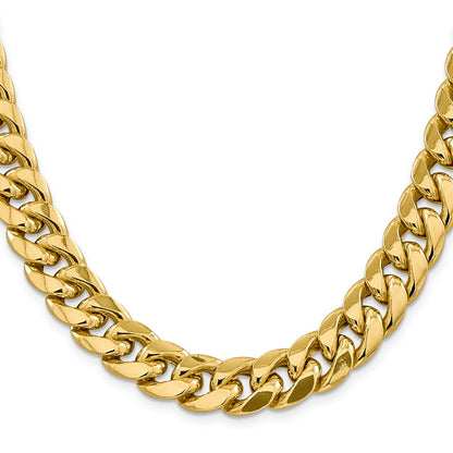 10k Yellow Gold 13.2mm Semi-Solid Miami Cuban Chain Necklace