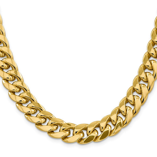 10k Yellow Gold 13.2mm Semi-Solid Miami Cuban Chain Necklace