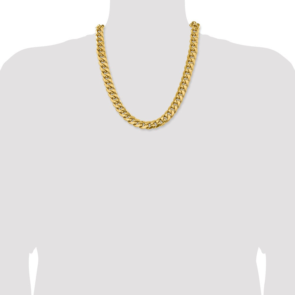 10k Yellow Gold 13.2mm Semi-Solid Miami Cuban Chain Necklace