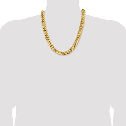 10k Yellow Gold 13.2mm Semi-Solid Miami Cuban Chain Necklace