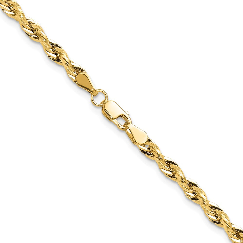 10k Yellow Gold 3.5mm Semi-Solid Rope Chain Necklace
