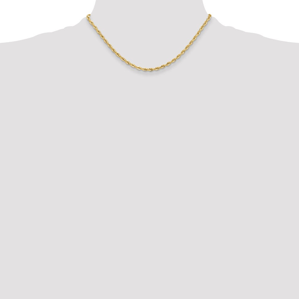 10k Yellow Gold 3.5mm Semi-Solid Rope Chain Necklace
