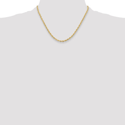 10k Yellow Gold 3.5mm Semi-Solid Rope Chain Necklace