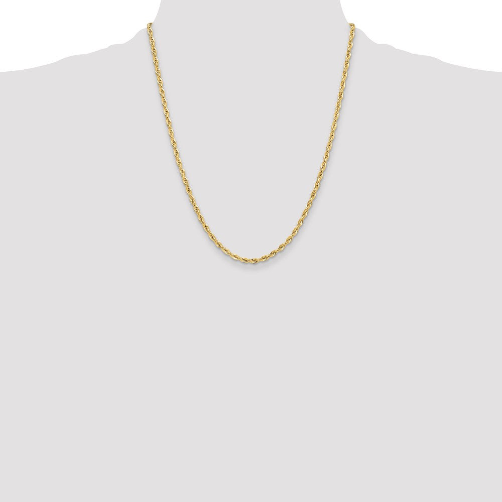10k Yellow Gold 3.5mm Semi-Solid Rope Chain Necklace