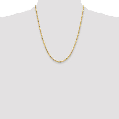 10k Yellow Gold 3.5mm Semi-Solid Rope Chain Necklace