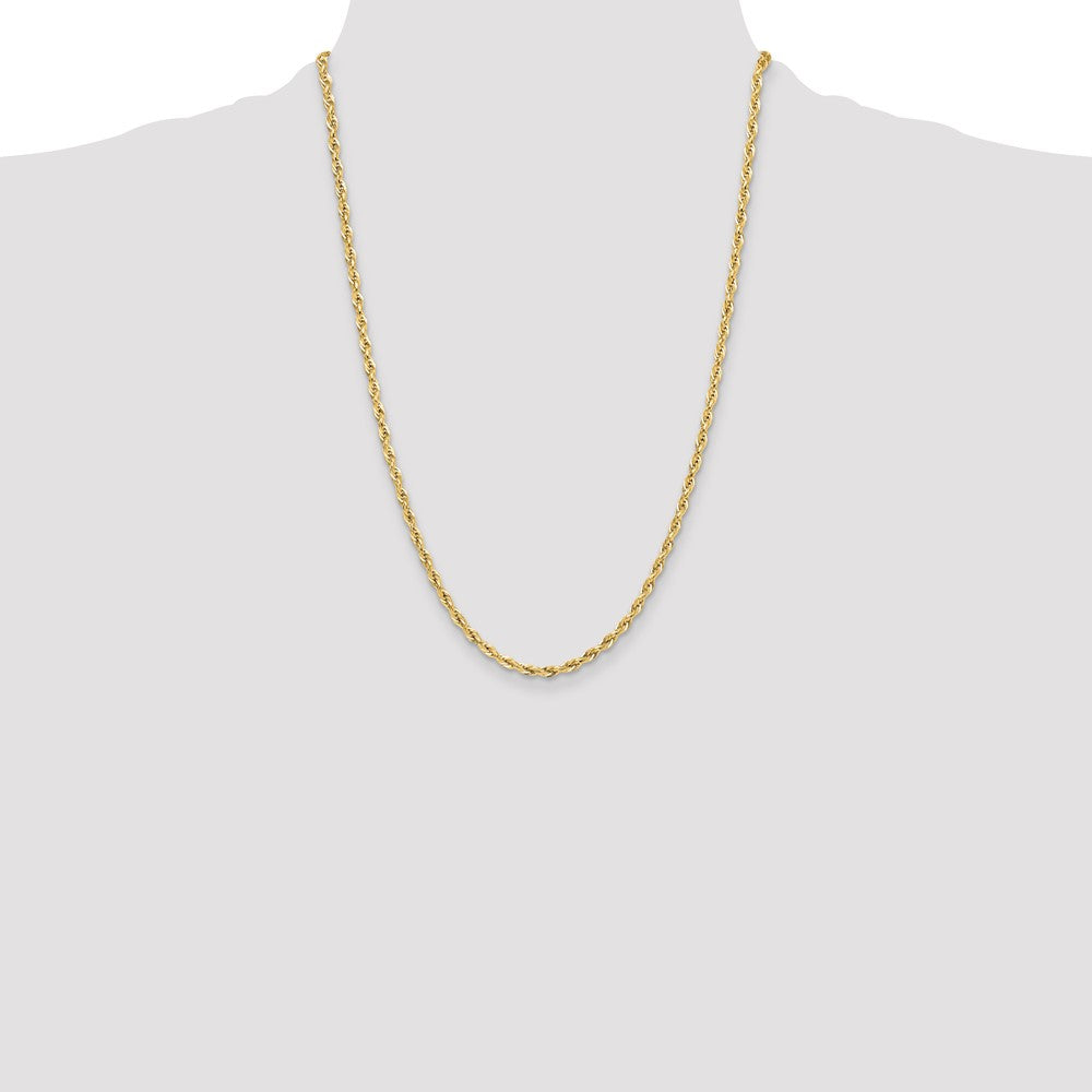 10k Yellow Gold 3.5mm Semi-Solid Rope Chain Necklace