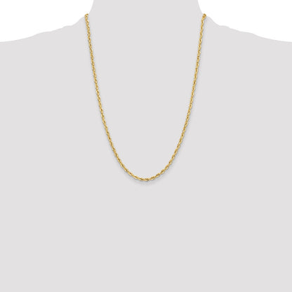 10k Yellow Gold 3.5mm Semi-Solid Rope Chain Necklace