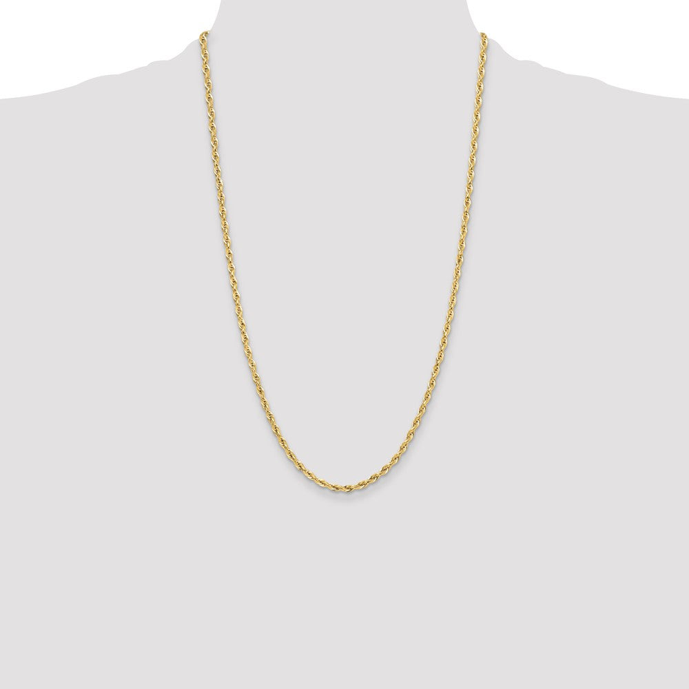 10k Yellow Gold 3.5mm Semi-Solid Rope Chain Necklace