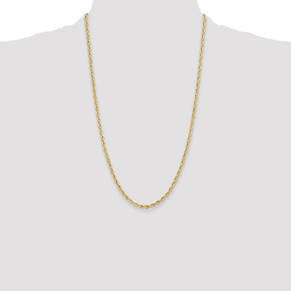 10k Yellow Gold 3.5mm Semi-Solid Rope Chain Necklace