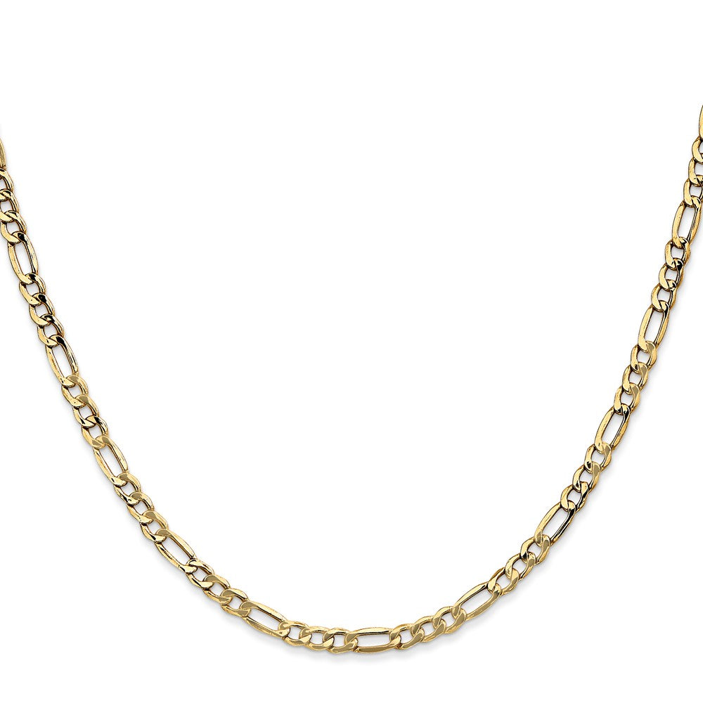10k Yellow Gold 3.5mm Semi-Solid Figaro Chain Necklace