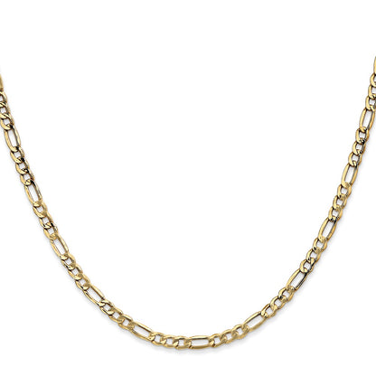 10k Yellow Gold 3.5mm Semi-Solid Figaro Chain Necklace