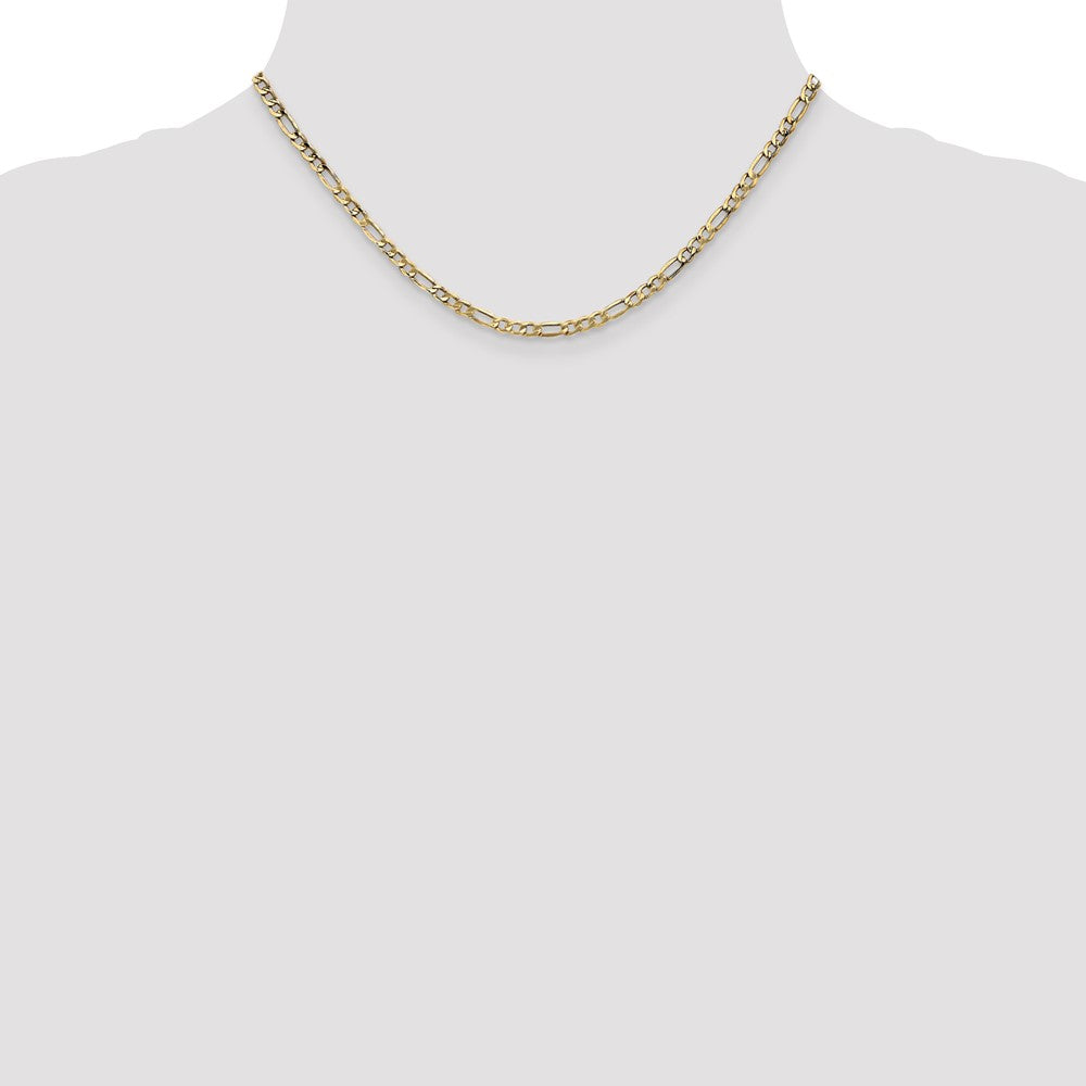10k Yellow Gold 3.5mm Semi-Solid Figaro Chain Necklace