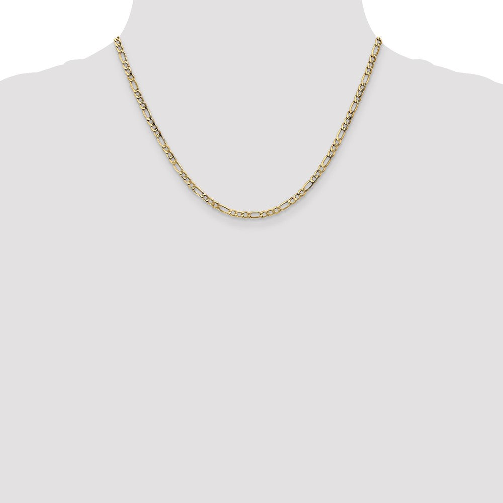 10k Yellow Gold 3.5mm Semi-Solid Figaro Chain Necklace