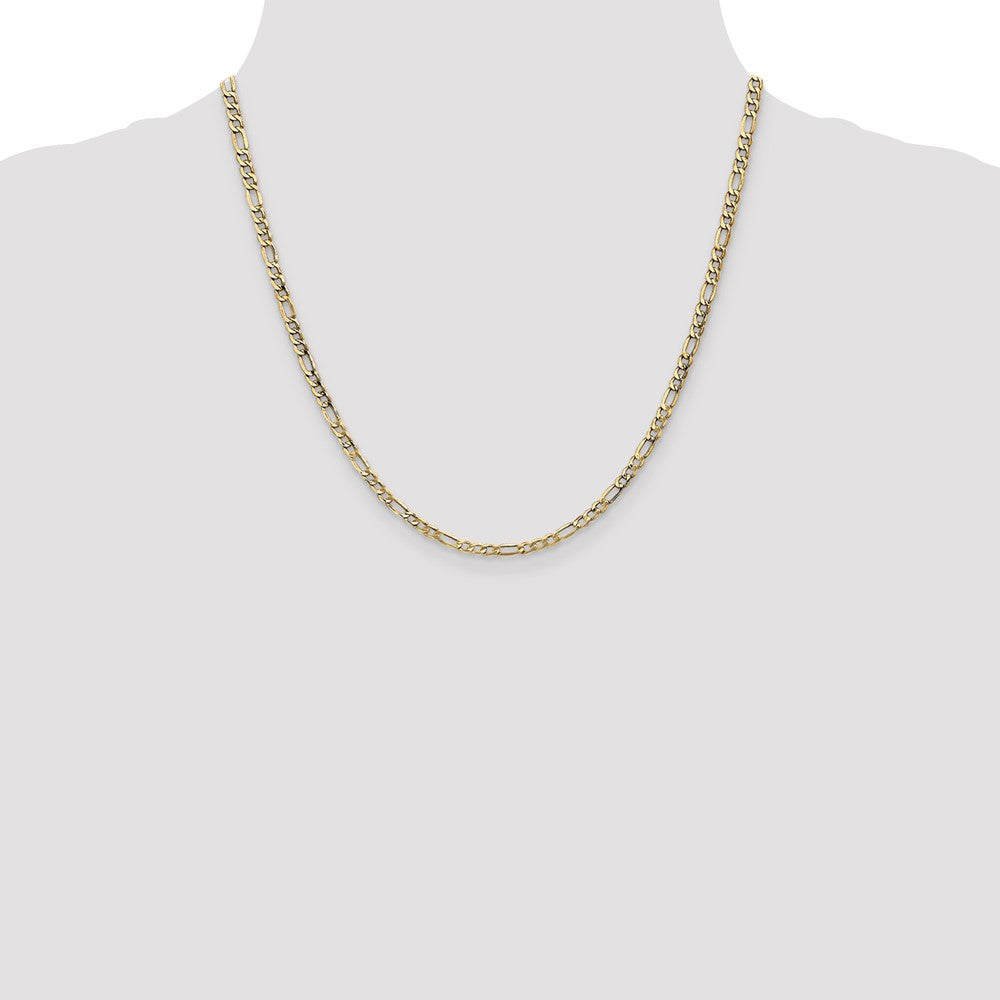 10k Yellow Gold 3.5mm Semi-Solid Figaro Chain Necklace